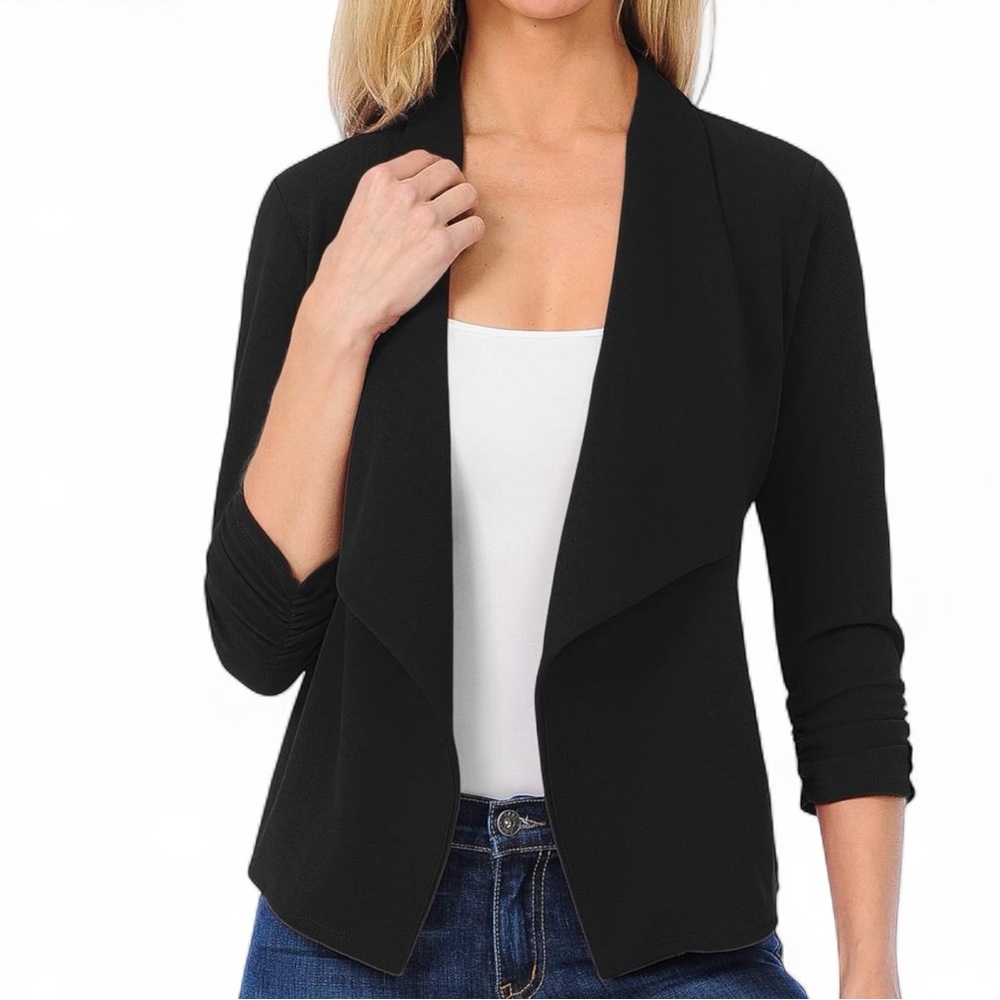 *NWOT* EIMIN Women's 3/4 Sleeve Black Blazer Cardigan Jacket - Size 2XL
